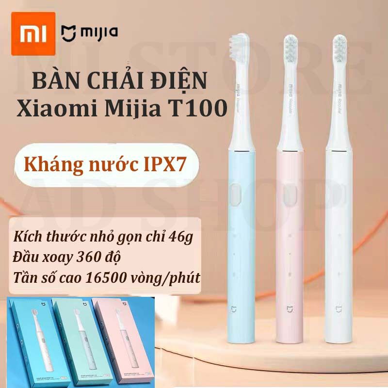 [CHÍNH HÃNG] Bàn chải điện Xiaomi Mijia T100 bảo vệ nướu, pin sạc, kháng nước IPX7