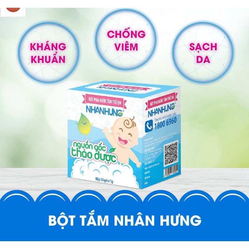 0Bột Tắm Nhân Hưng Chính Hãng - Trẻ hết Hăm da, Chàm sữa, Rôm sảy, Mụn