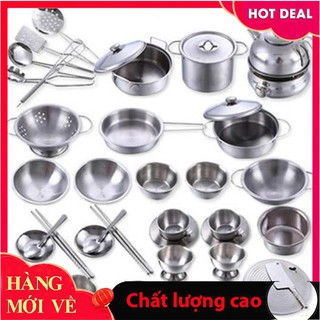 [Giảm giá] ĐỒ CHƠI NẤU ĂN INOX 40 CHI TIẾT CHO BÉ YÊU [GIÁ SỈ BÁN RẺ]_Hàng cao cấp