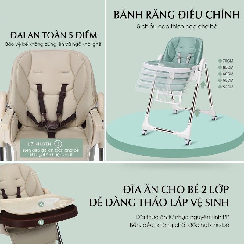 Ghế ăn Dặm Cao Cấp Đa Năng BestBaby, Có Thể Nâng Hạ Ngả 180 Độ