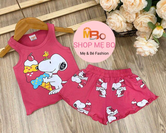 Đồ bộ ba lỗ bé gái thun cotton hoạt hình đáng yêu