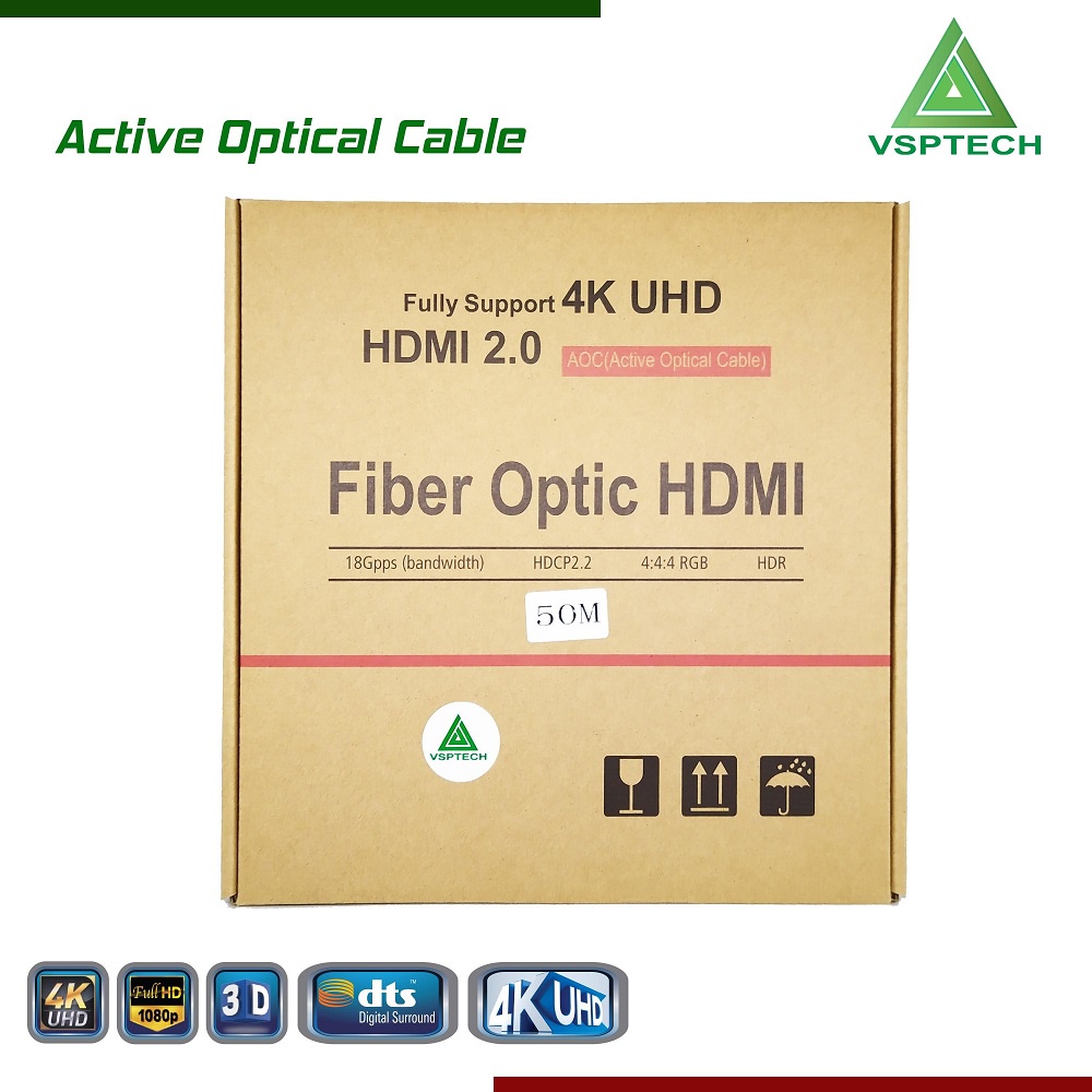 Cáp HDMI 2.0 VSPTECH 30M đến 100M tùy chọn - sợi quang hỗ trợ UHD 4K 60Hz - Phụ Kiện 1986