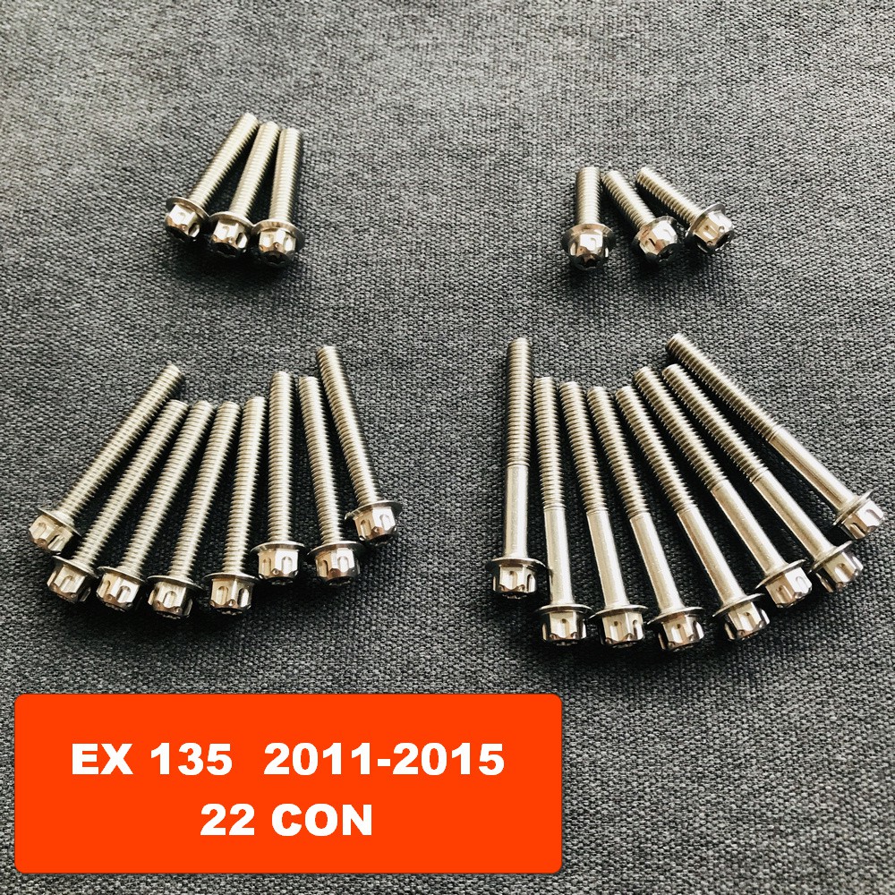 [TRANG TRÍ] Bộ ốc lốc máy INOX kiểu SALAYA gắn xe EXCITER 135 đời từ 2011 đến 2014