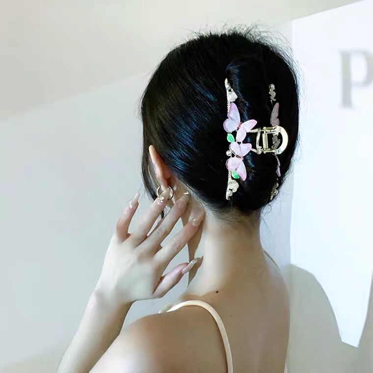 Kẹp tóc ngọc trai HAIMEIKANG bằng kim loại lớn thời trang