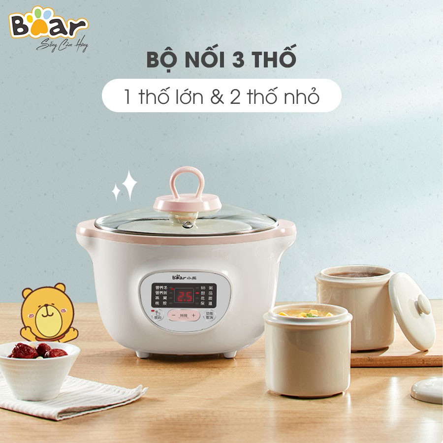 Nồi Nấu Cháo Chậm, Nồi Ninh Hầm Đa Năng BEAR Model SUBE002 Dung Tich 1,6L - Bản Quốc Tế BH Chính Hãng 18 Tháng