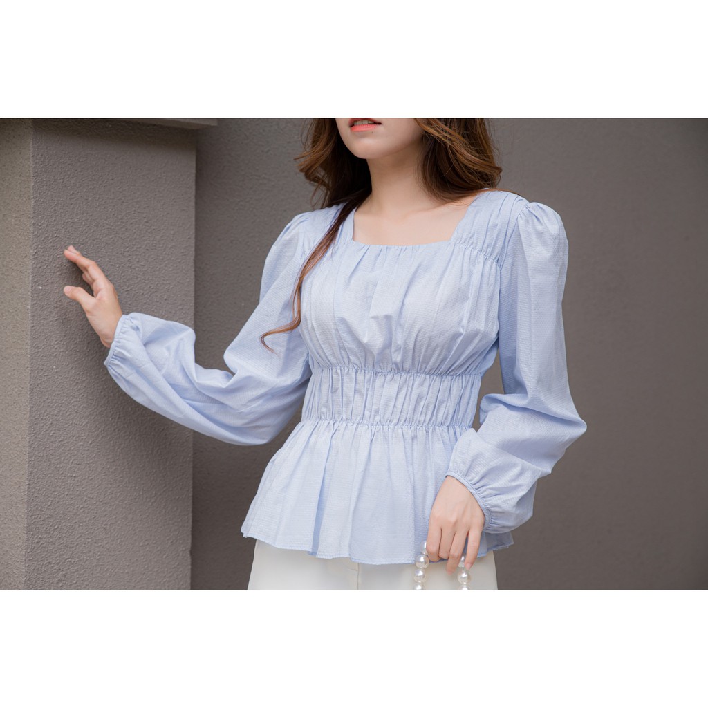 Áo kiểu nữ nhún eo esitto tay phồng phong cách tiểu thư - [ESBLA302] | BigBuy360 - bigbuy360.vn