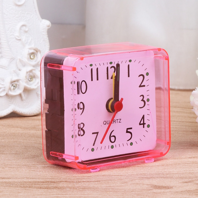 Đồng hồ báo thức để bàn mini hình vuông nhỏ nhắn bằng nhựa nhiều màu tùy chọn