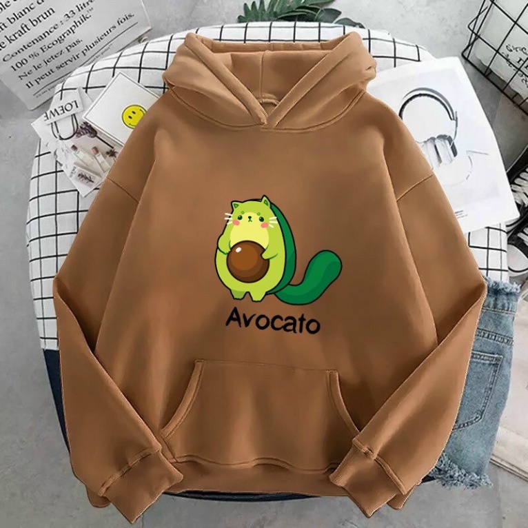 Áo khoác Hoodie form rộng sweater nỉ Ulzzang Avocado đứng Hot trend Thời Trang Thu Đông siêu đẹp
