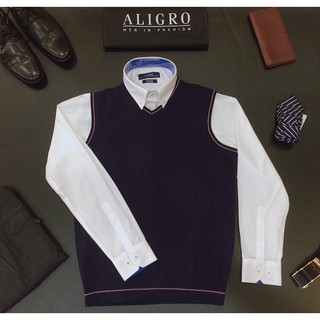 Áo len gile nam Aligro ALENGL017 xanh tím than