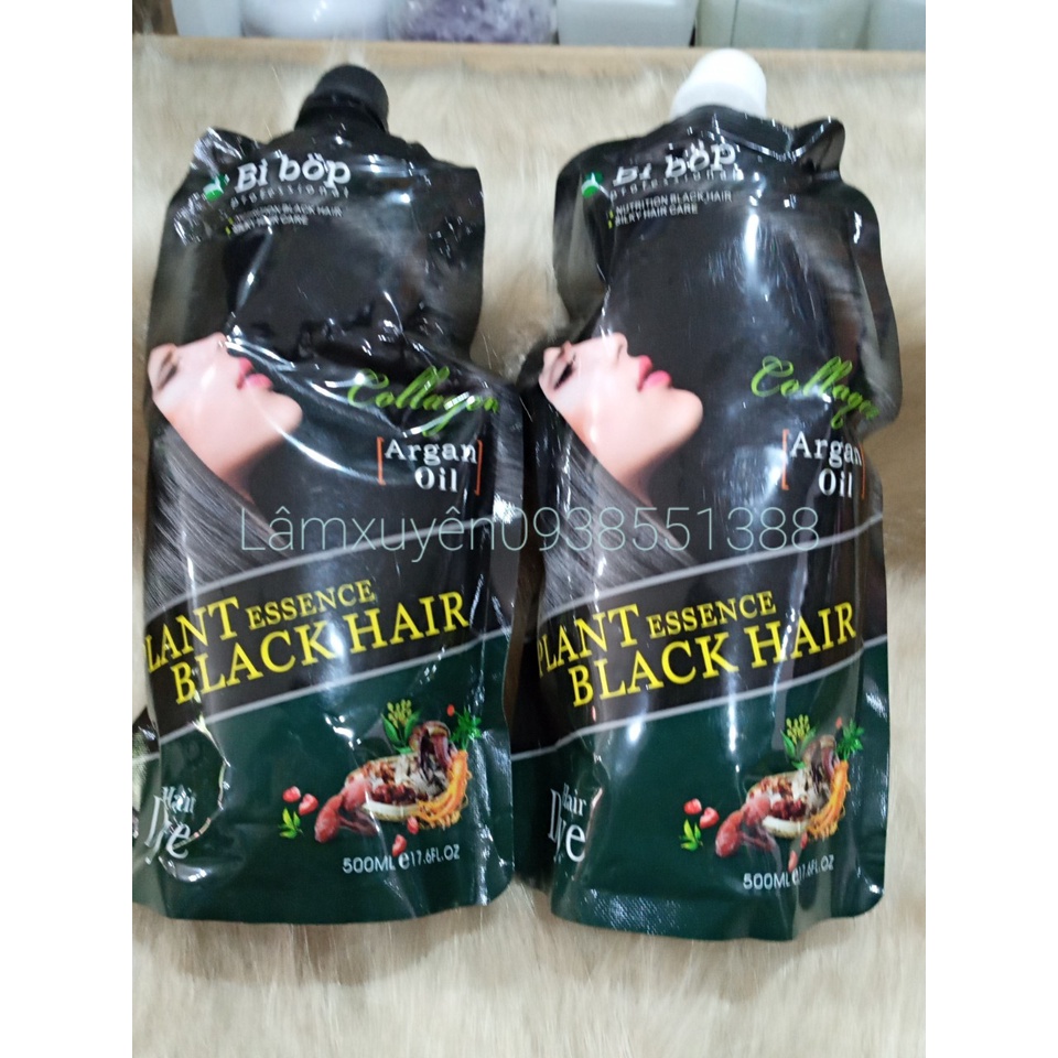 Thuốc nhuộm tóc phủ bạc thảo dượccollagen( cặp 2 túi)Hộp XANH nhanh đều màu bóng mượt tóc,bảo vệ màu tóc bền chuẩn xinh