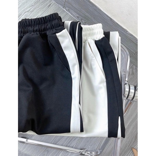 SÉT 2 QUẦN SUÔNG KẺ 2 SỌC ĐEN TRẮNG