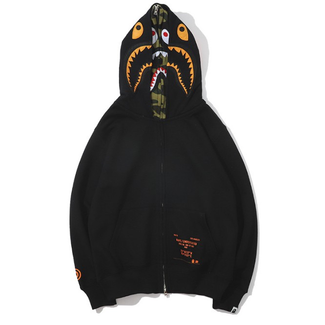 BAPE undefeated Áo khoác có mũ trùm đầu thông thường của nam và nữ cá mập ngụy trang mới