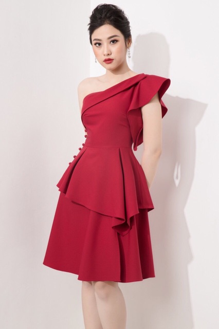 Đầm dự tiệc xòe tay loe lệch vai thiết kế / Đầm dự tiệc hàng thiết kế | BigBuy360 - bigbuy360.vn