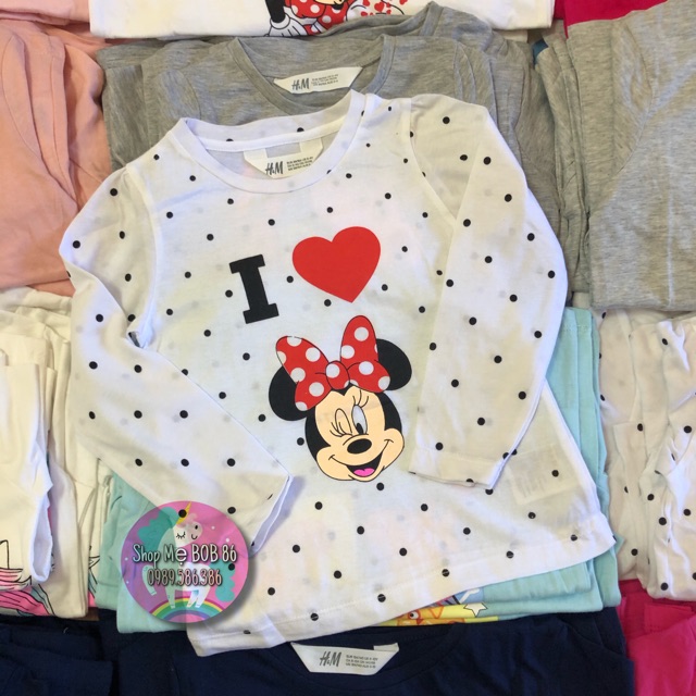 Áo dài tay H&amp;M bé gái Elsa, Micky, Pony