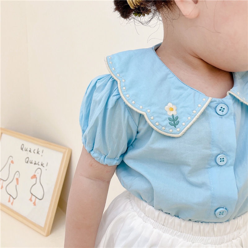 Set Áo Sơ Mi Ngắn Tay Và Quần Short Thời Trang Nhật Hàn Mới Cho Bé Gái