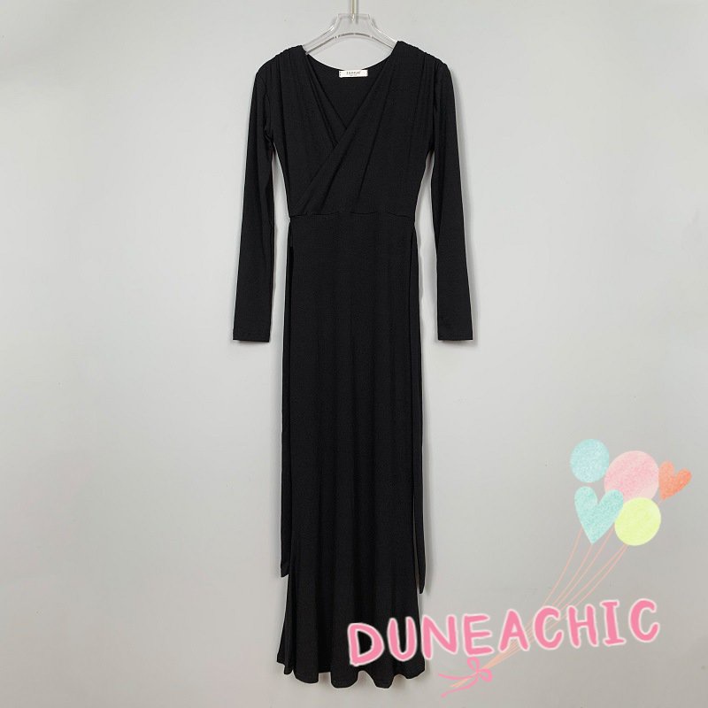 Đầm DUNEA tay dài cổ chữ V khoét sâu quyến rũ thời trang cho nữ