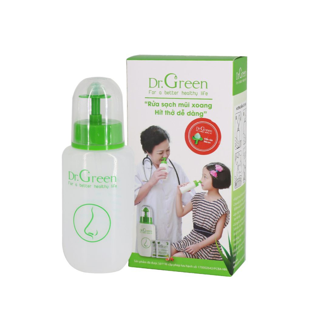 Bình rửa mũi Dr Green 240ml + 40 gói muối biển Nha đam hỗ trợ viêm xoang, viêm mũi, viêm mũi dị ứng - Shop HK PHARMA