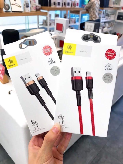 Cáp dù Baseus Usb to Lighting bọc dù siêu bền sạc nhanh Chống gãy đứt 1 Mét 2 Mét - MãCafule