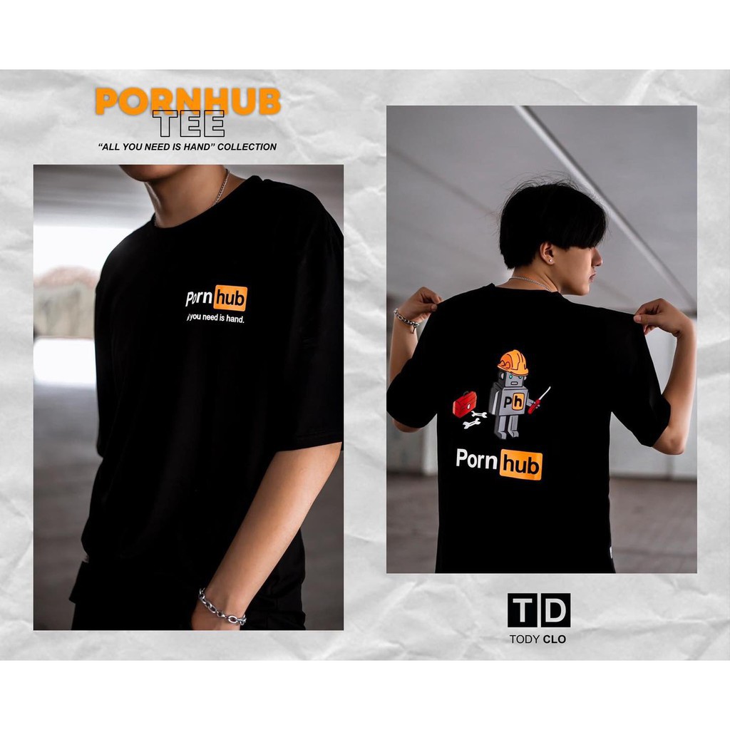 Áo Thun Tee Pornhub Unisex Cotton Thoáng Mát Form Rộng Tay Lỡ Nam Nữ Oversize Phong Cách Streetwear