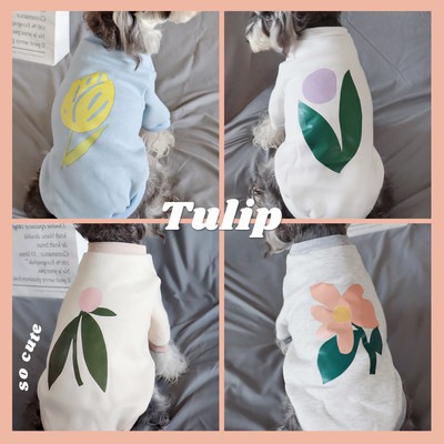 Áo len mùa thu đông INS Hoa Tulip mèo, đồ uống giải khát, quần áo Teddy, quần áo mùa thu, áo len, quần áo cho chó