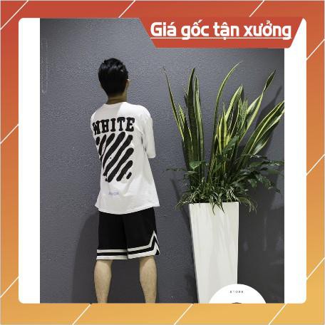 [[NHẬP WA9925 giảm 25k]+tặng TẤT]Combo Áo Thun Off White + Quần Short 2v/ Quần Short V Line