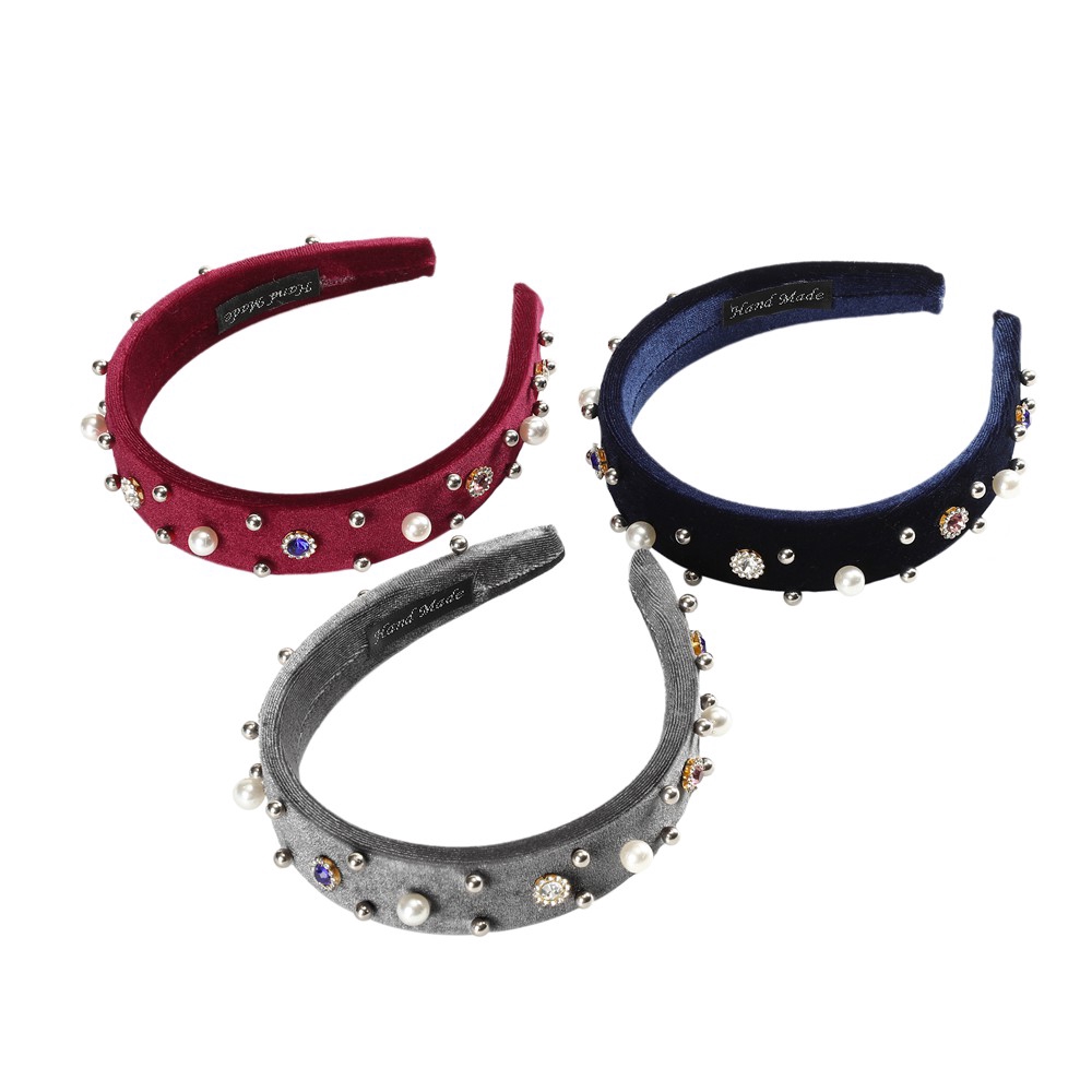 Băng Đô Vải Nhung Đính Ngọc Trai Thời Trang Hàn Quốc