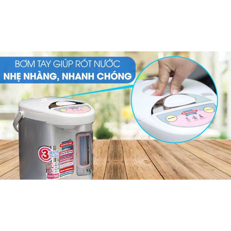 Bình thủy điện Sunhouse SH 1535 3.5 lít hàng mới chính hãng 100%