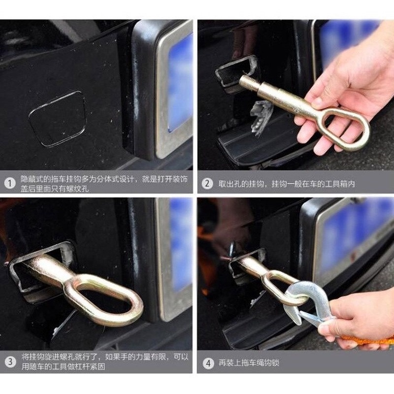 Dây cáp kéo xe cứu hộ 5 tấn, tải đứt cáp kéo hàng có móc