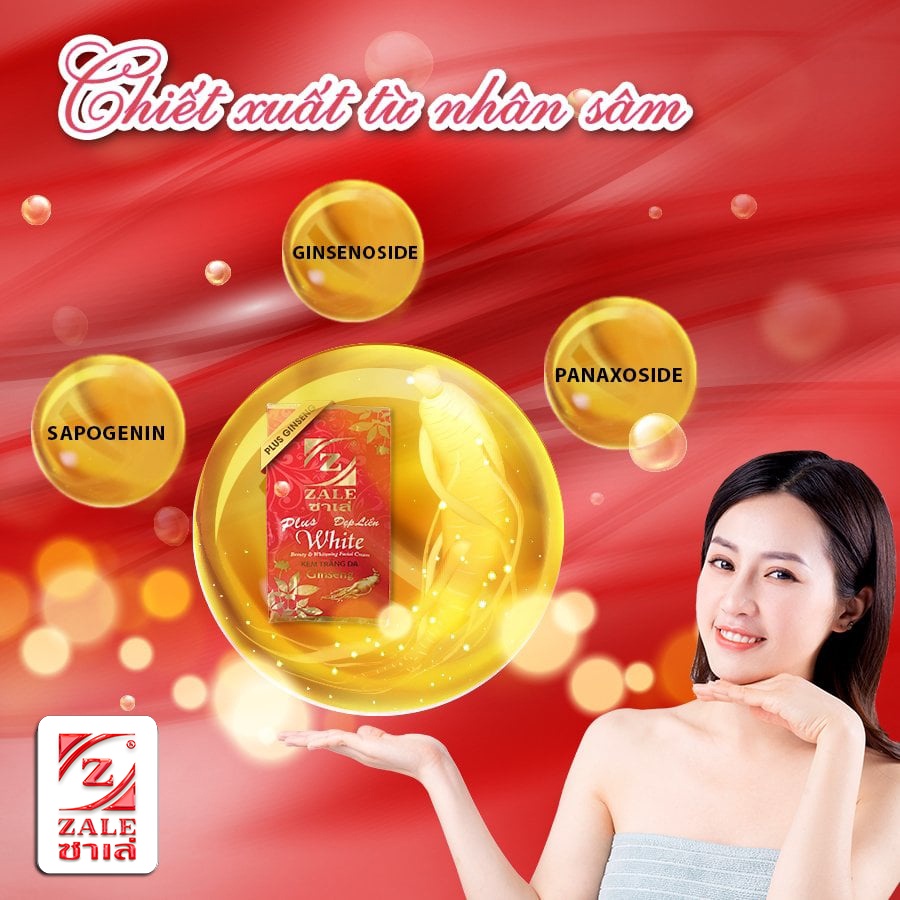 Kem Dưỡng Trắng Da ZALE Đỏ Nhân Sâm 6g Tẩy Nám Tàn Nhang Che Khuyết Điểm