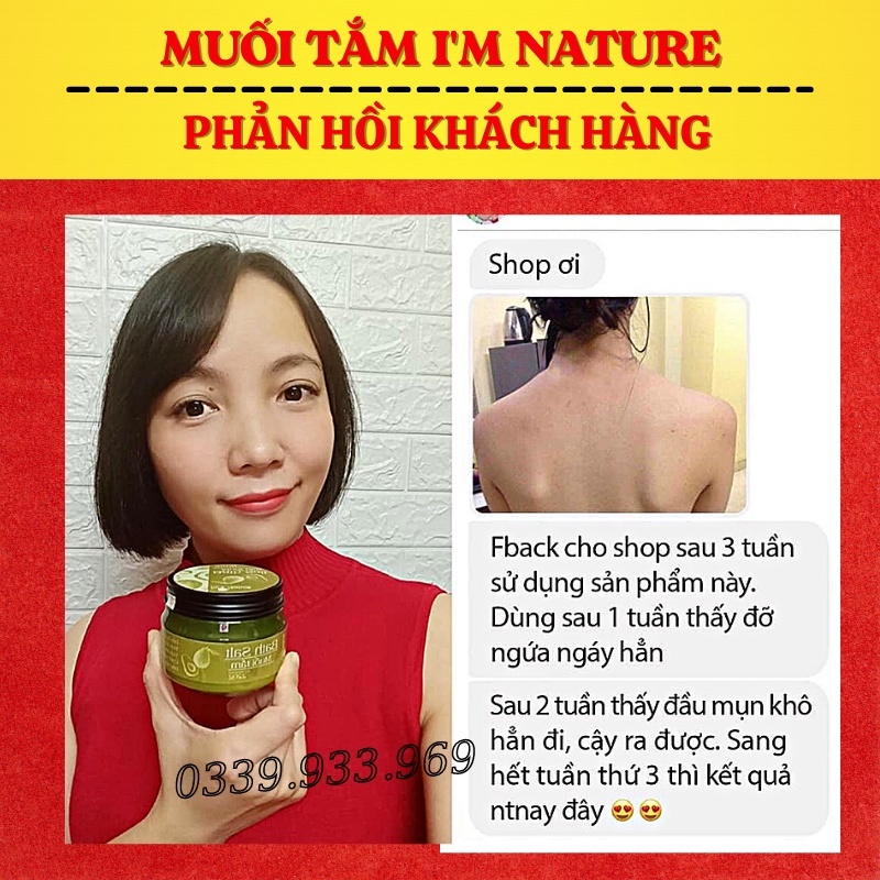 Muối Tắm Thảo Mộc I'm Nature - Muối Tắm Giảm Mụn Lưng, Mụn Body, Viêm Nang Lông 220Gr