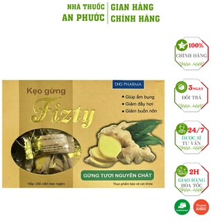 Kẹo Gừng FIZTY  ⚡GIÁ RẺ BẤT NGỜ⚡ Giúp ấm bụng, giảm đầy hơi, buồn nôn (DHG) - Hộp 100 viên