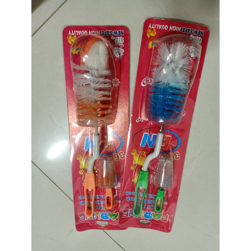 Dụng cụ cọ rửa bình sữa đầu cước cho bé. Cây xúc bình sữa Faralin xoay 360 độ