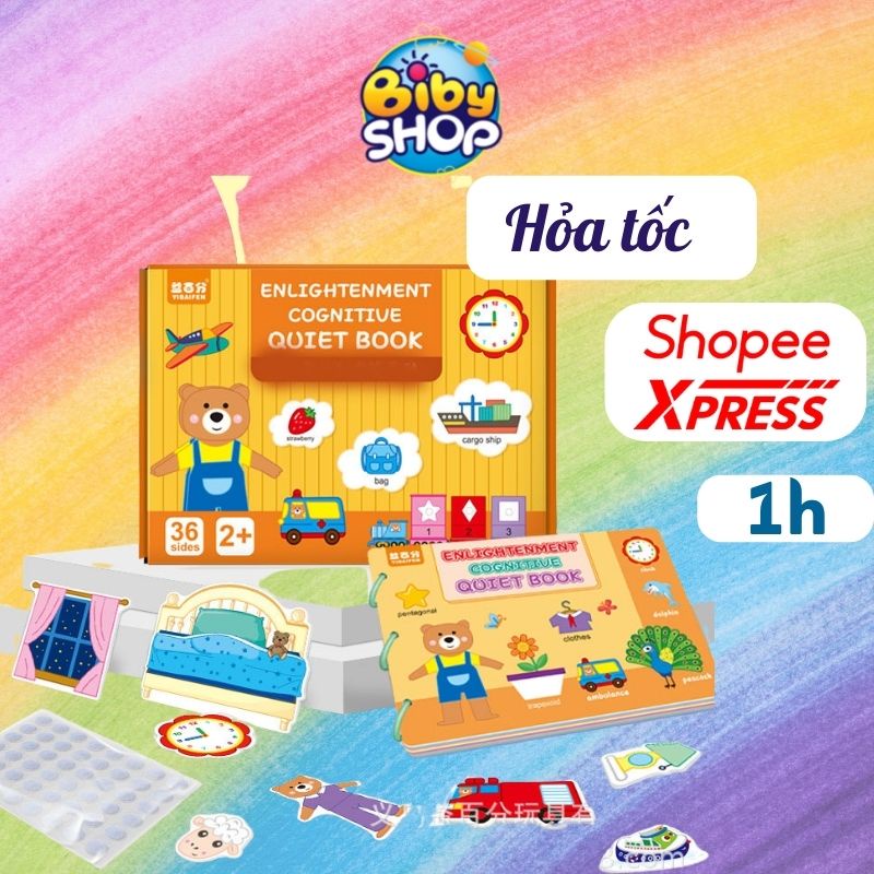 Đồ chơi Montessori bóc dán  thông minh cho bé 17 chủ đề giúp bé thỏa sức sáng tạo tiếng anh tiếng việt