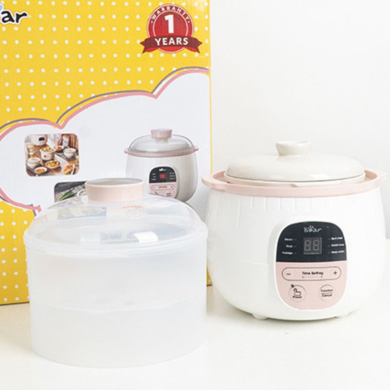 Nồi Bear 0.8L Nấu Cháo - Ninh - Hầm - Hấp - Chưng Cách Thủy (Bản Quốc Tế)