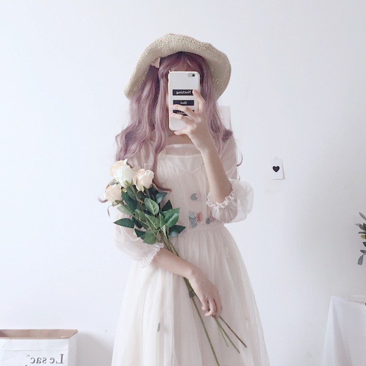 [Có Sẵn] Đầm tiểu thư đính hoa 3D ulzzang #108 | BigBuy360 - bigbuy360.vn