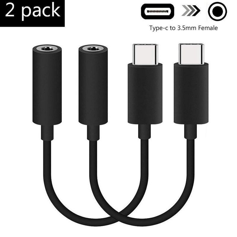 Set 2 jack chuyển đổi tai nghe USB C sang 3.5mm/Type C Male sang 3.5mm Female