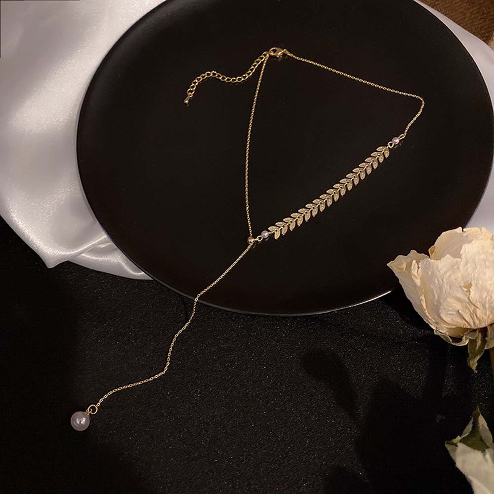 Dây chuyền thiết kế sáng tạo gắn hạt ngọc trai phong cách Hàn Quốc cho nữ