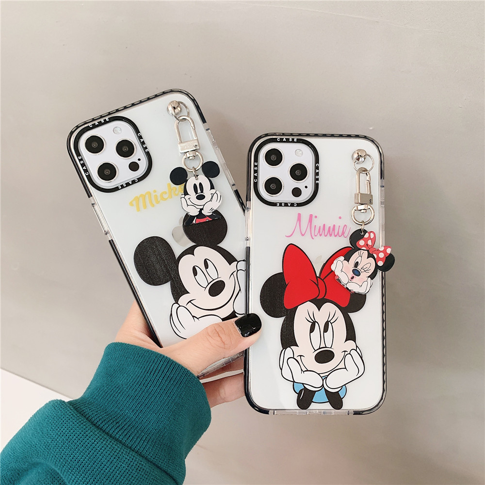 Ốp điện thoại in hình Mickey Minnie gắn dây cho IPhone 12pro max 12 mini 11Pro Max XS Max XR SE 2020 6 6s 7 8 Plus | BigBuy360 - bigbuy360.vn