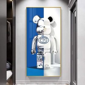 Tranh Tráng Gương 3D Gấu Kaws Bearbrick Toy. Tranh Treo Tường Phòng Khách Spa Cafe. Tặng kèm đinh treo. Xưởng in 3T