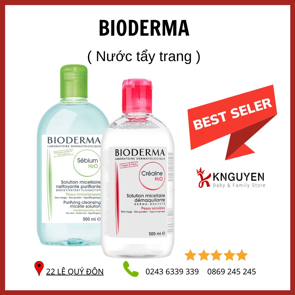 NƯỚC TẨY TRANG💖FREESHIP💖DUNG DỊCH TẨY TRANG BIODERMA PHÁP 500ML HIỆU QUẢ