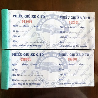 10 cuốn PHIẾU GIỮ XE IN SẴN - 100 tờ/1 cuốn, có đóng số nhảy
