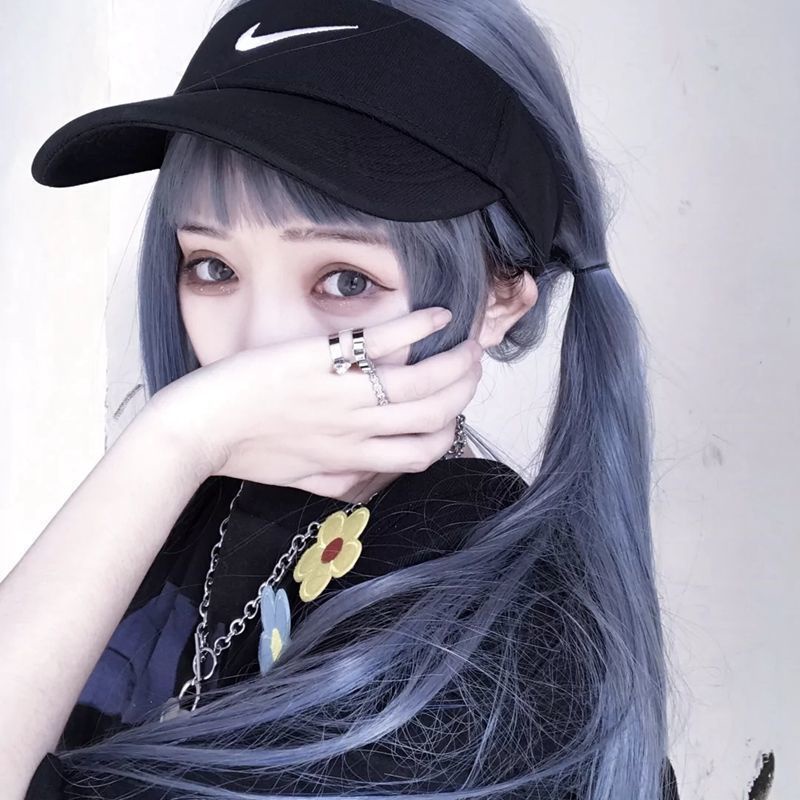 Bộ Tóc Giả Dài Thẳng Màu Đen Phong Cách lolita Cho Nữ