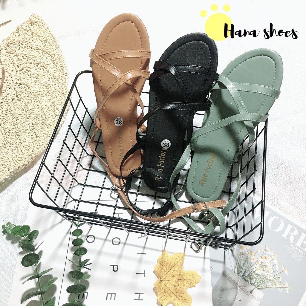 Sandal nữ đế bằng quai mảnh da mềm êm chân SB8