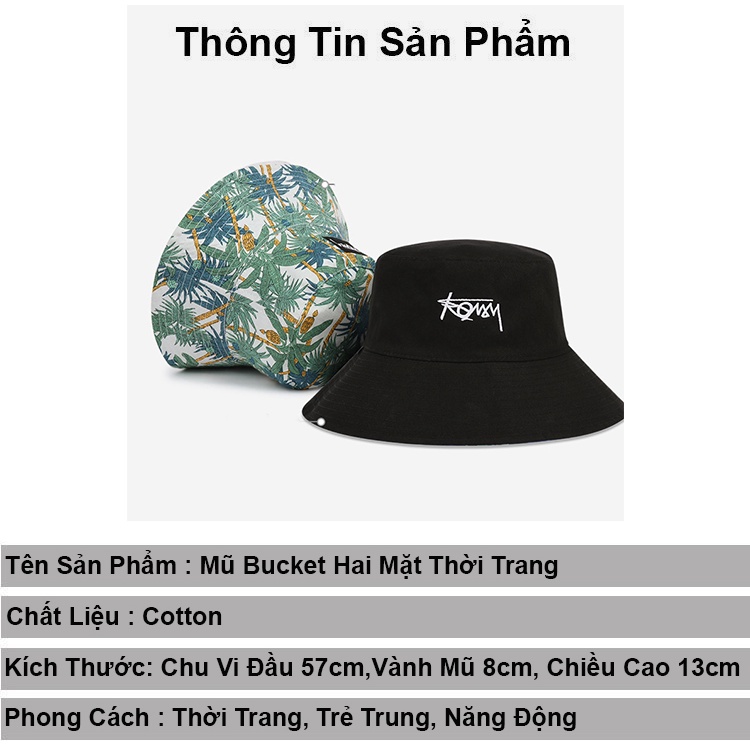 Mũ bucket 2 mặt vành cụp HALA  nón bucket nam nữ thời trang unisex phong cách cá tính