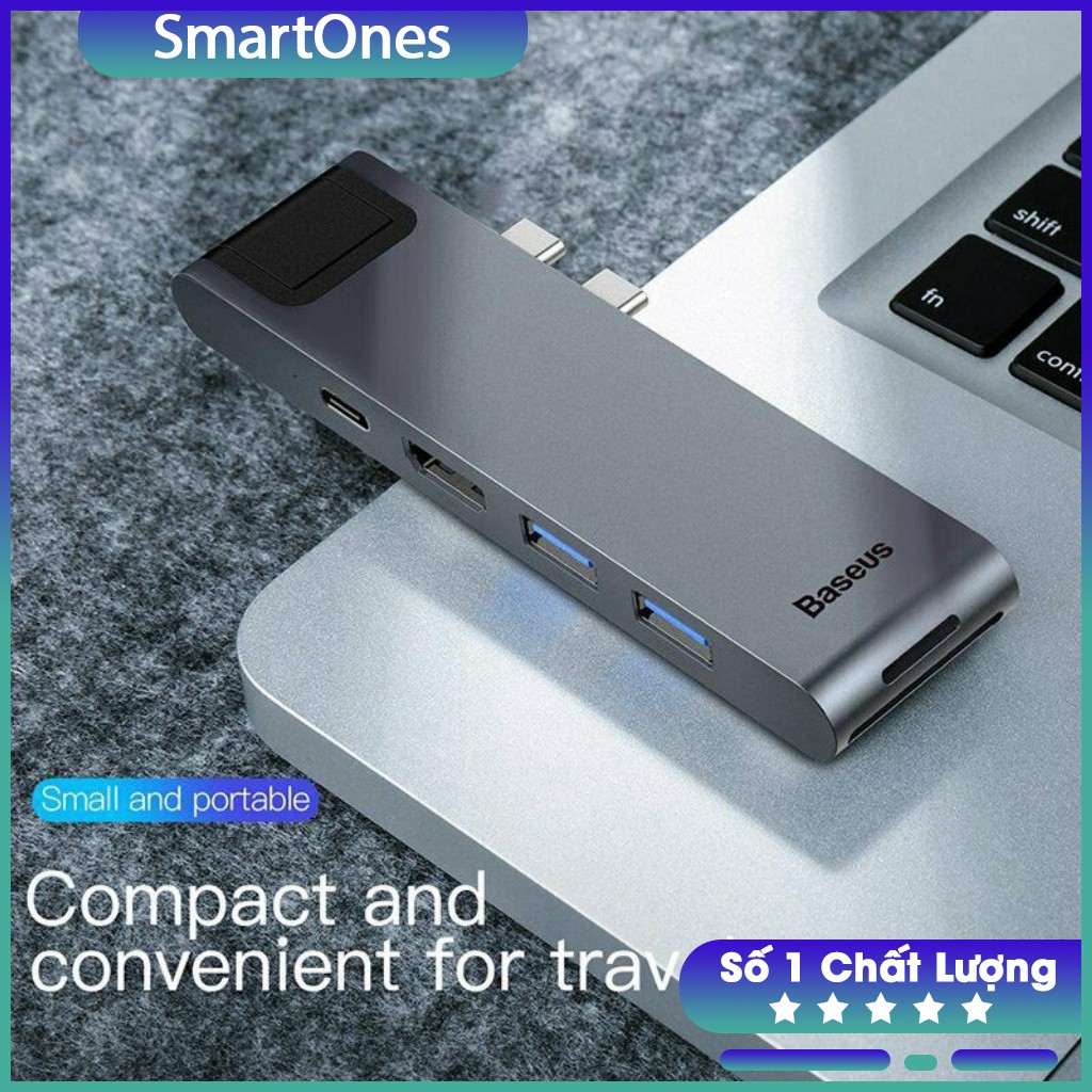 Bộ USB C Hub Baseus Thunderbolt C+Pro 7 in 1 kết nối USB 3.0,RJ45,HDMI,Thunderbolt 3,TF Card cho Macbook Pro 2016/17/18