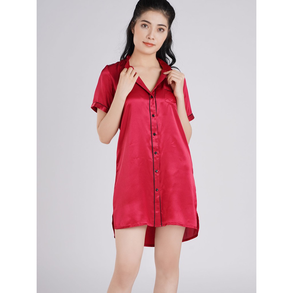 [Mã WABRVR025 giảm 10% đơn 99K] Đầm pijama satin tay ngắn Vera-0116