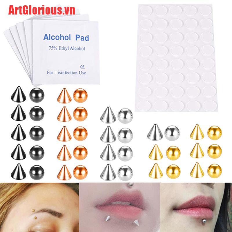 Set 20 Khuyên Mũi / Lông Mày / Môi Bằng Thép Không Gỉ