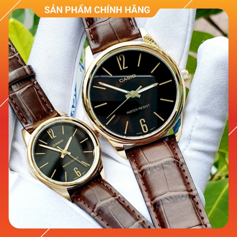 Đồng hồ đôi nam nữ dây da chính hãng Casio MTP-V005GL-1B
