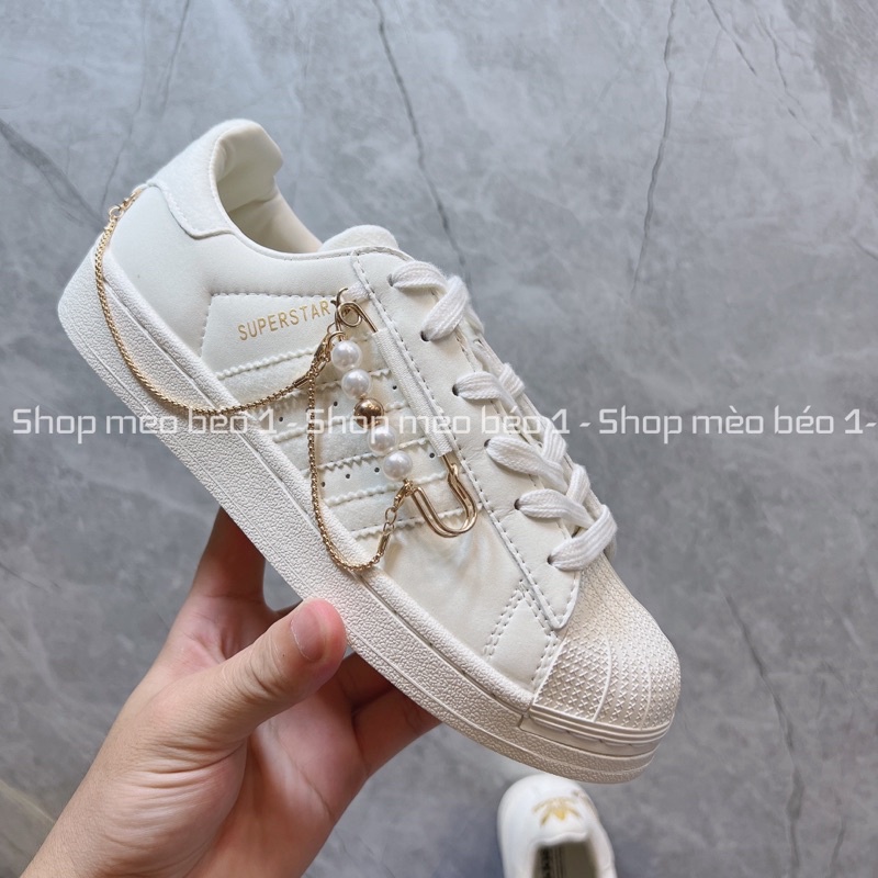 Giày thể thao super star das mũi sò đai xích ngọc fullbox