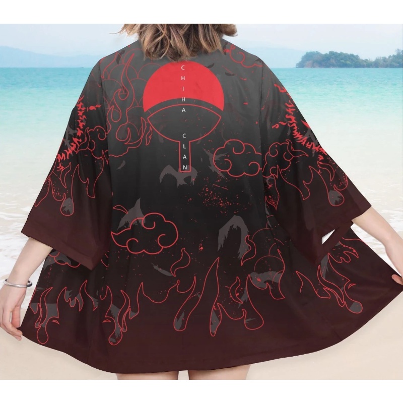 Áo Khoác Kimono Biểu Tượng Anime Konoha Hokage Kurama Uchiha Sharingan
